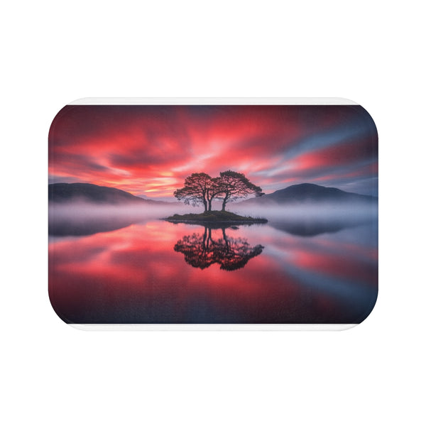 Winter — 61×43 Memory Foam Bath Mat — Top-Down Velvet Microfibre Artwork View