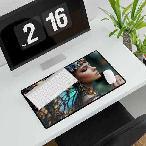 Woman with Butterfly Wings Made — XXL Gaming Desk Mat — Gaming & Workspace Desk Setup View