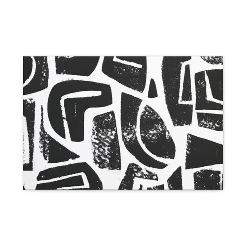 Minimalist Botanical Linocut Block Art — 24×16 Canvas Wall Art — Front Gallery-Wrapped Canvas View