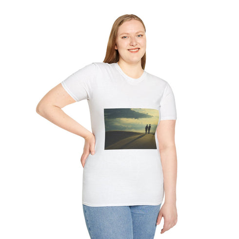 Wright Brothers First Airplane Flight at Kitty Hawk — Graphic Cotton T-Shirt — Model Streetwear Fit View