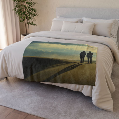 Wright Brothers with Their First — Plush Fleece Throw Blanket — Drape over Sofa & Bed Lifestyle View