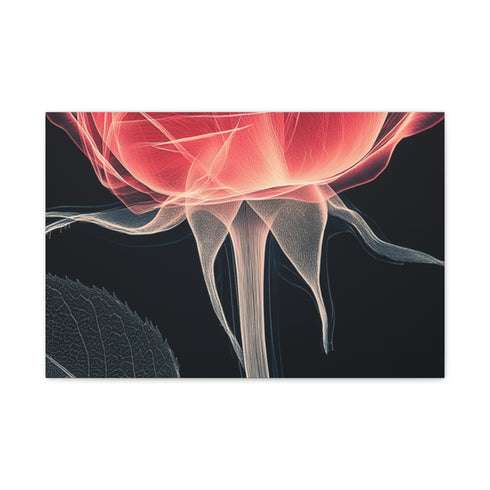 Luminous Translucent Crimson Rose X-Ray Art — 24×16 Canvas Wall Art — Front Gallery-Wrapped Canvas View