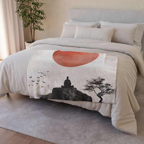 Zen Art Minimalistic Style — 50×60 Plush Throw Blanket — Draped Over Sofa & Bed Lifestyle View