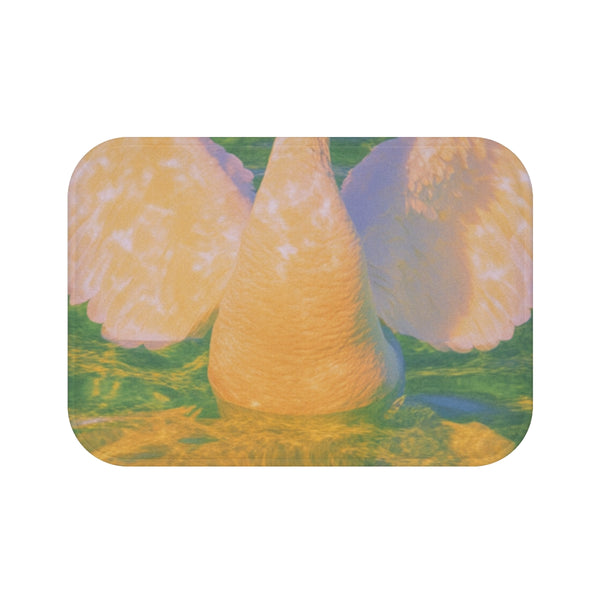 Zenyaj the Swan Poster Design Illustration Ethereal Dig — 61×43 Memory Foam Bath Mat — Top-Down Velvet Microfibre Artwork Vie