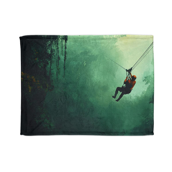Ziplining Jungle Painting (Edition II) — 50×60 Plush Throw Blanket — Full Spread Plush Fleece Artwork View
