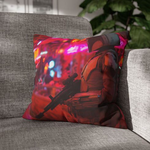 Zorii Bliss Helmet On, Walking — Double-Sided Cushion Cover — Sofa & Armchair Living Room Lifestyle View