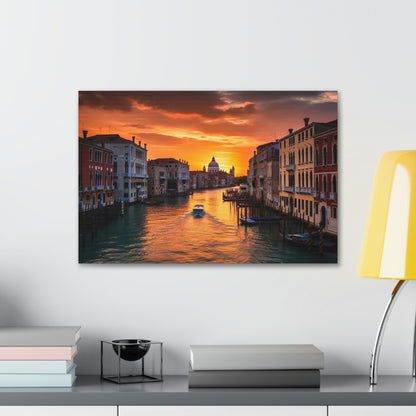 Dark Slate Gray Venice Sunset Serenade: Romantic Canals and Timeless Charm - Canvas Print