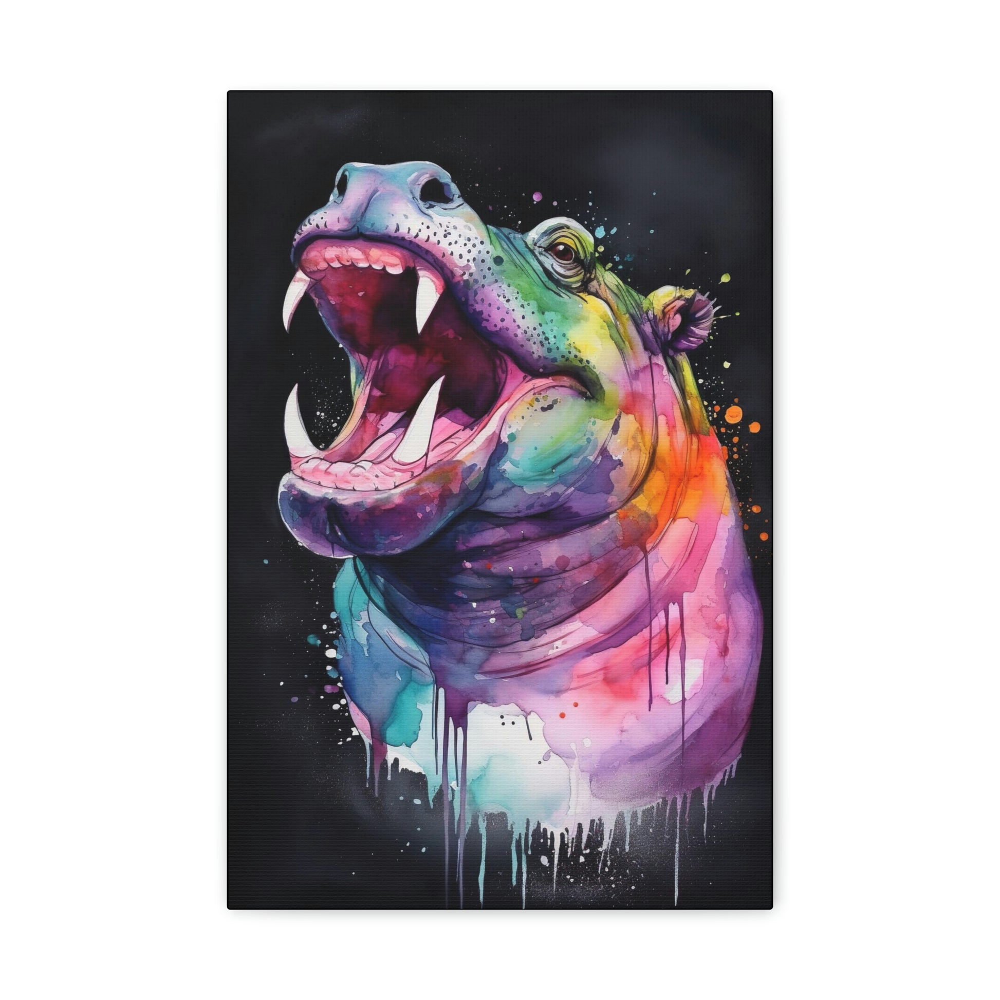 Gray Happy Hippo Canvas