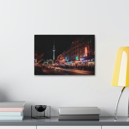 Dark Slate Gray Vibrant Nights: Berlin Nightlife Canvas Print for Urban Art Lovers