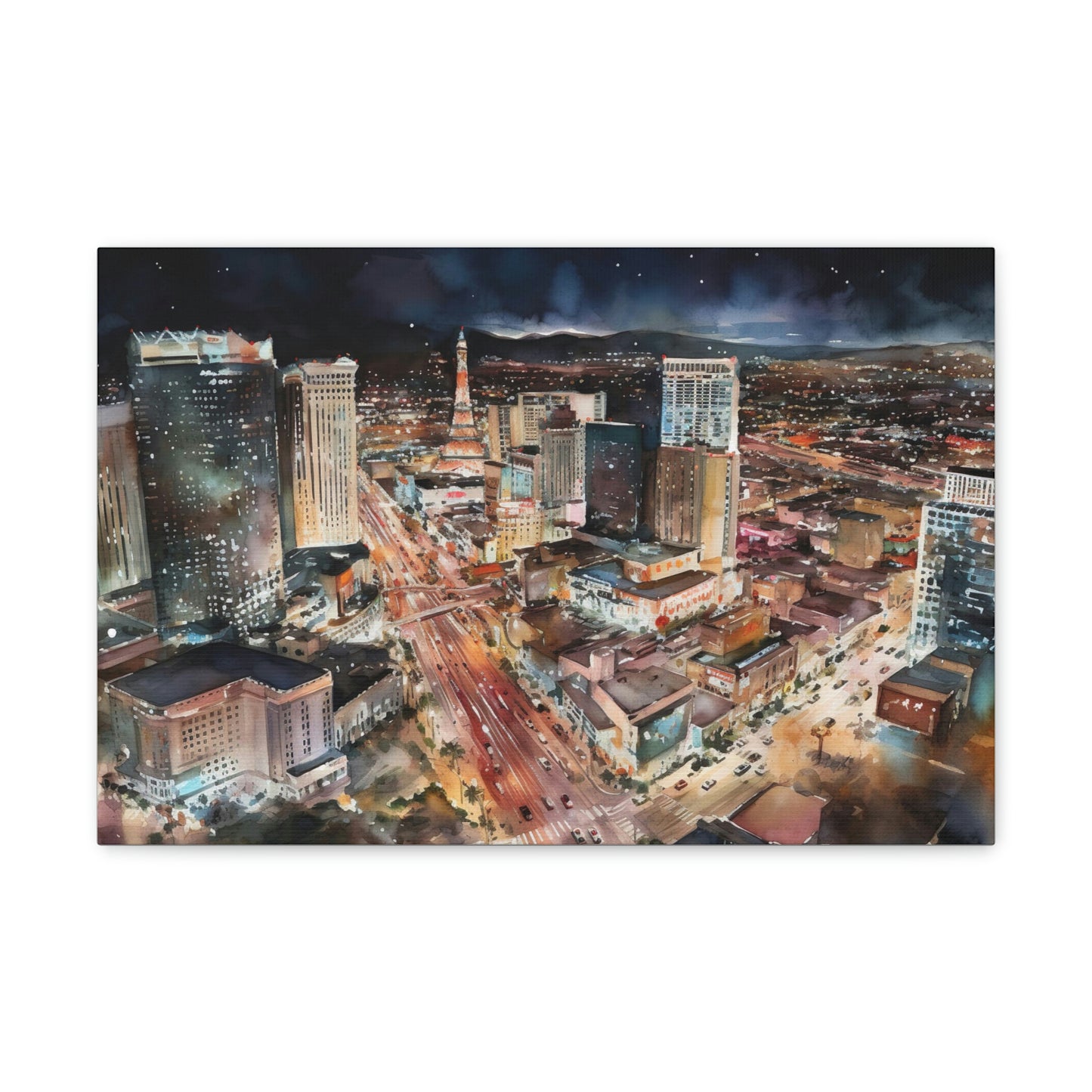 Dark Slate Gray Vegas Strip at Night: Sparkling Skylines and Nonstop Excitement - Canvas Print