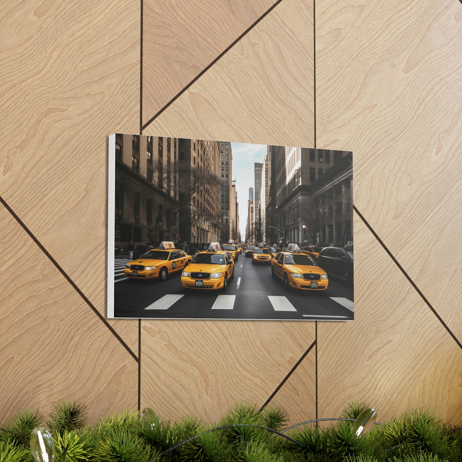 Tan Yellow Symphony: Vibrant New York Cityscapes and Iconic Cabs - Canvas Print