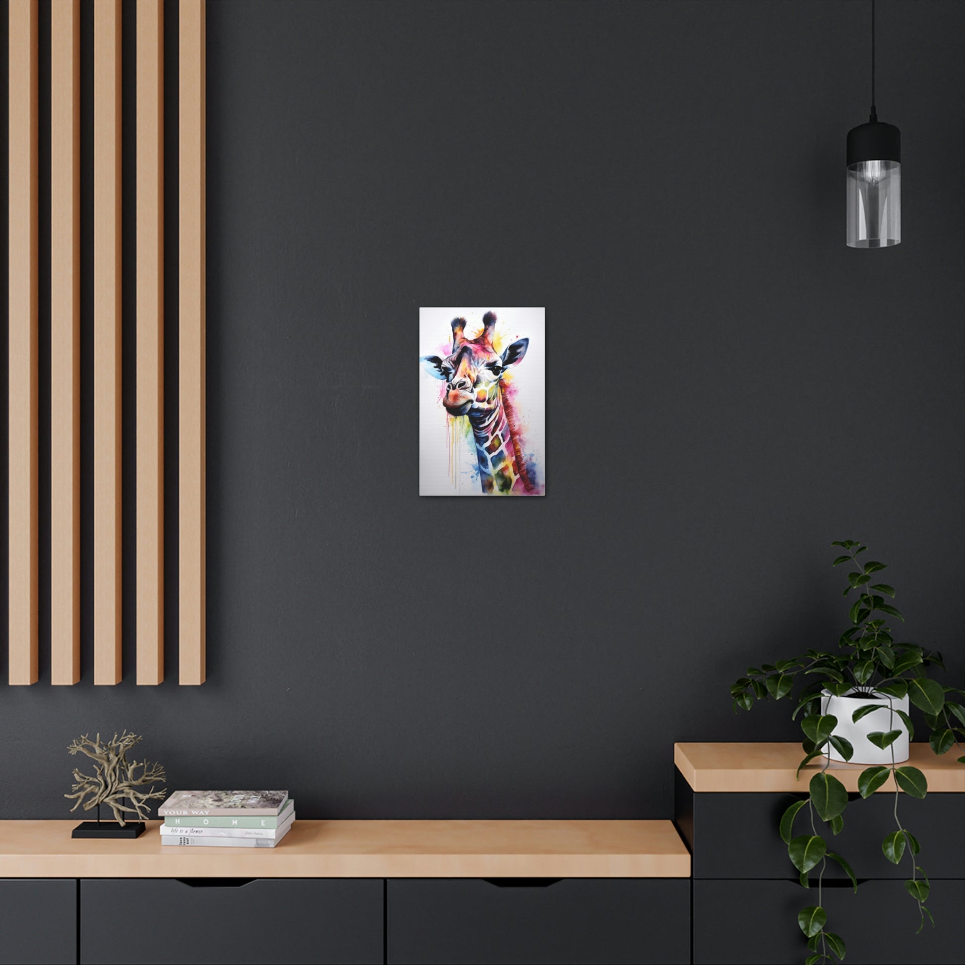 Dark Slate Gray Giraffe Canvas Print