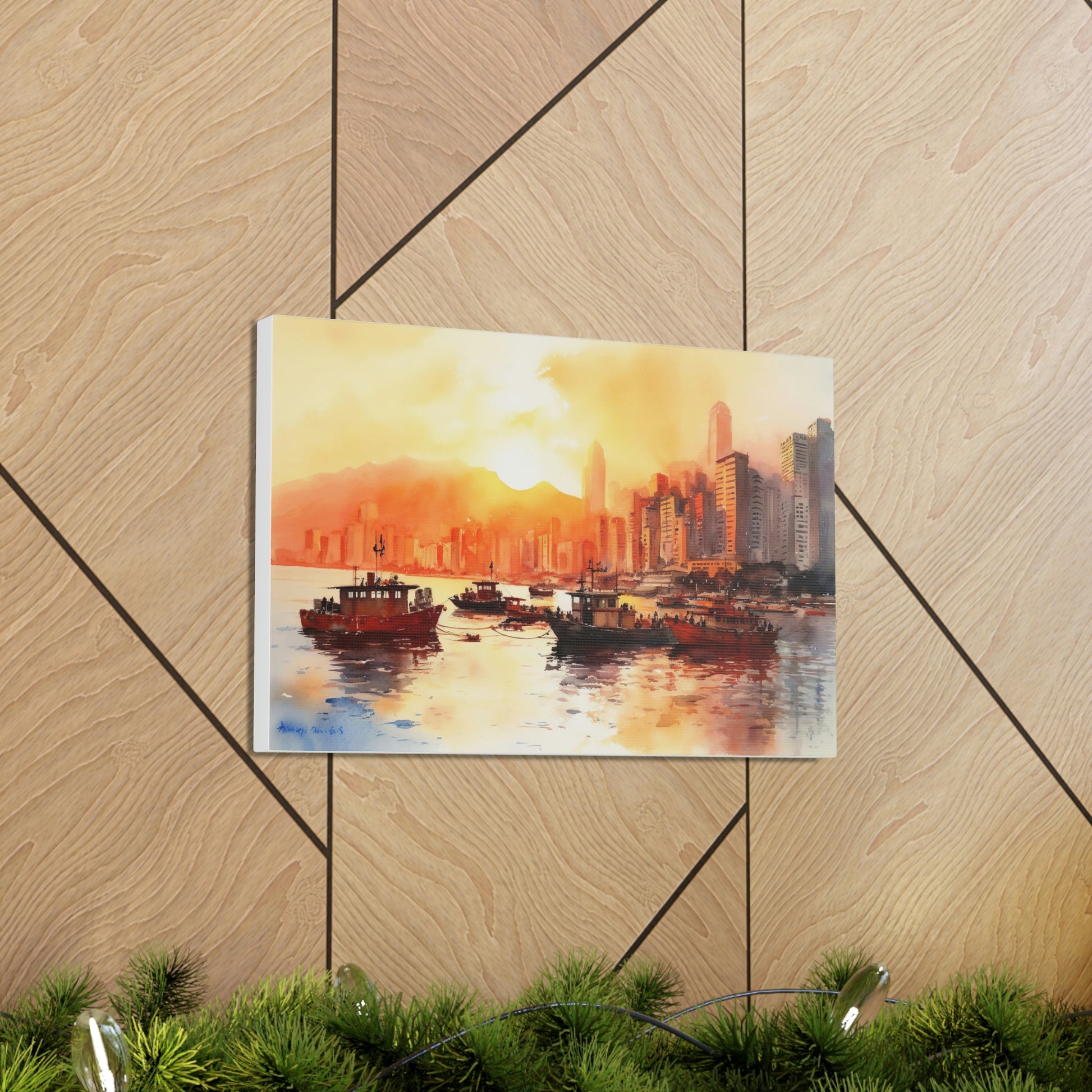 Tan Sunset Skyline Canvas