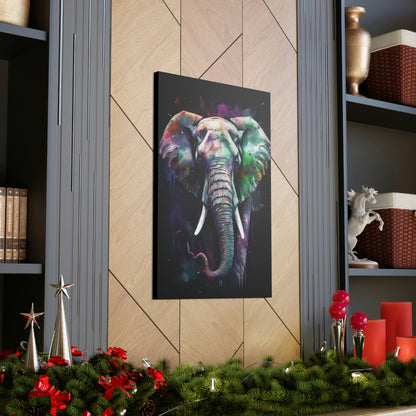 Dark Slate Gray Striking Elephant Canvas