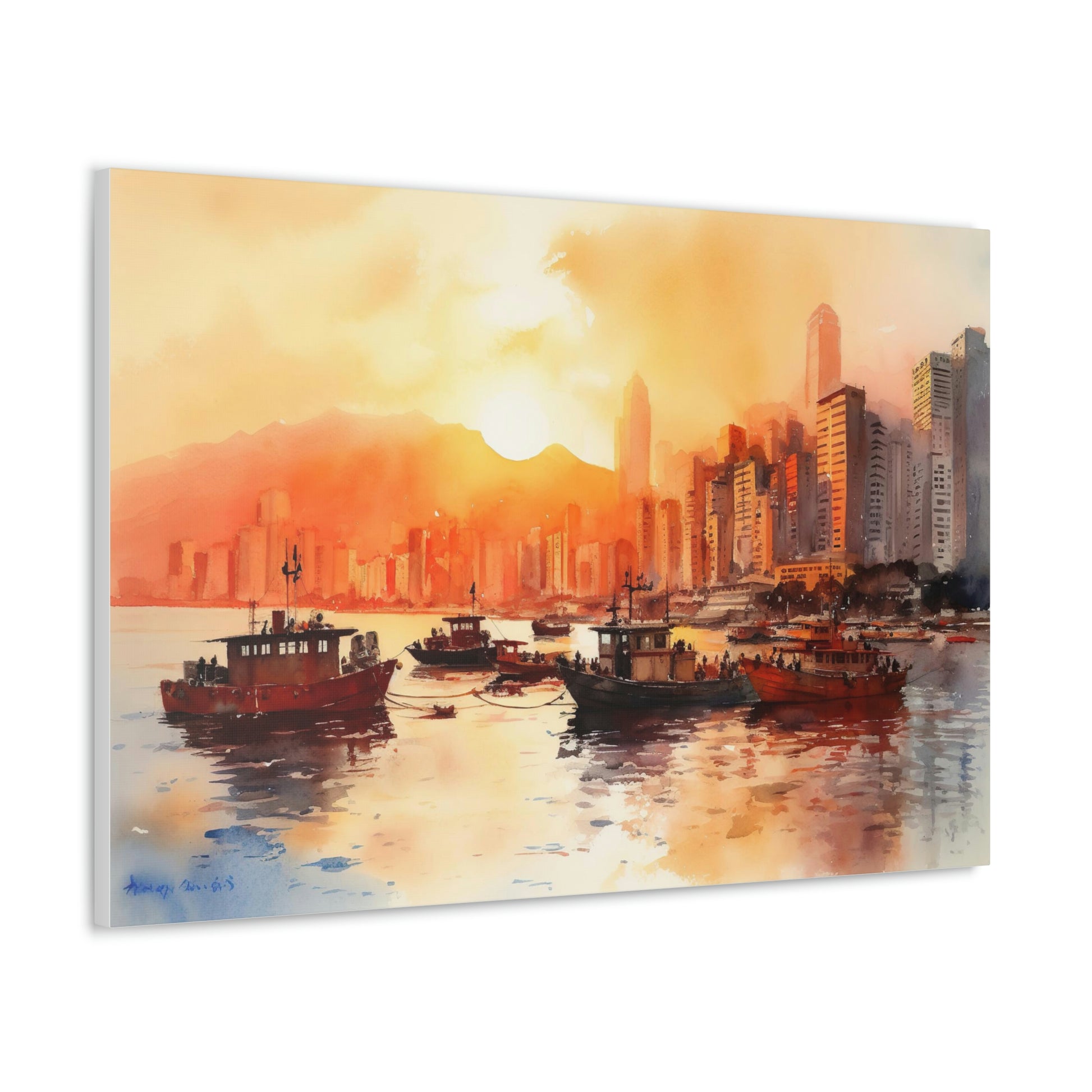 Tan Sunset Skyline Canvas