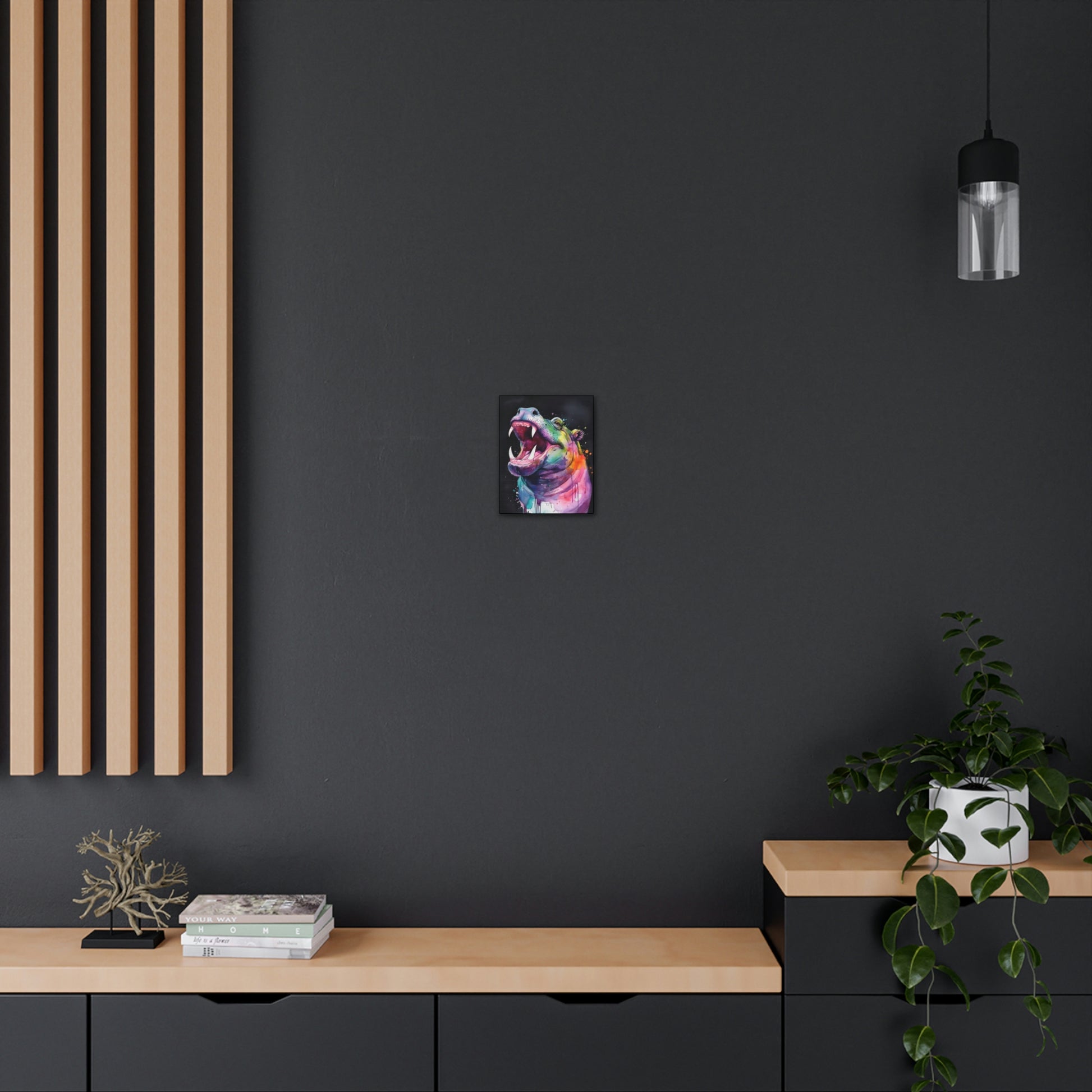 Dark Slate Gray Happy Hippo Canvas