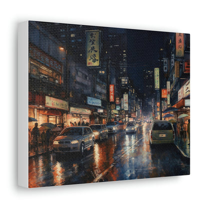 Light Gray Tokyo Twilight: Electric Nights and Vibrant Cityscapes - Canvas Print