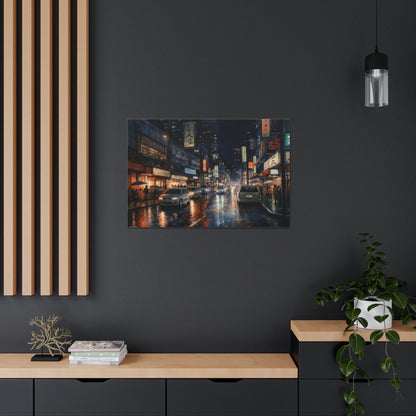 Dark Slate Gray Tokyo Twilight: Electric Nights and Vibrant Cityscapes - Canvas Print