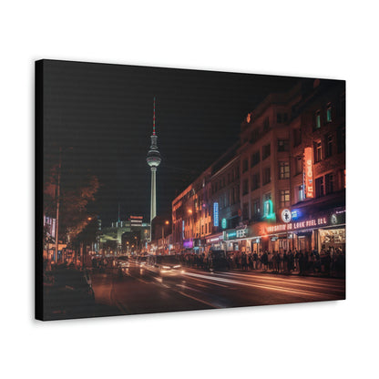 Dark Slate Gray Vibrant Nights: Berlin Nightlife Canvas Print for Urban Art Lovers