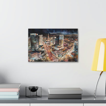 Light Gray Vegas Strip at Night: Sparkling Skylines and Nonstop Excitement - Canvas Print