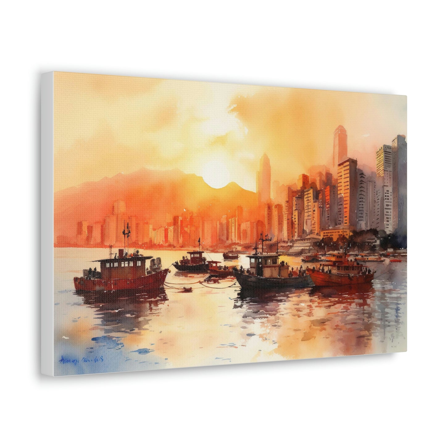 Tan Sunset Skyline Canvas