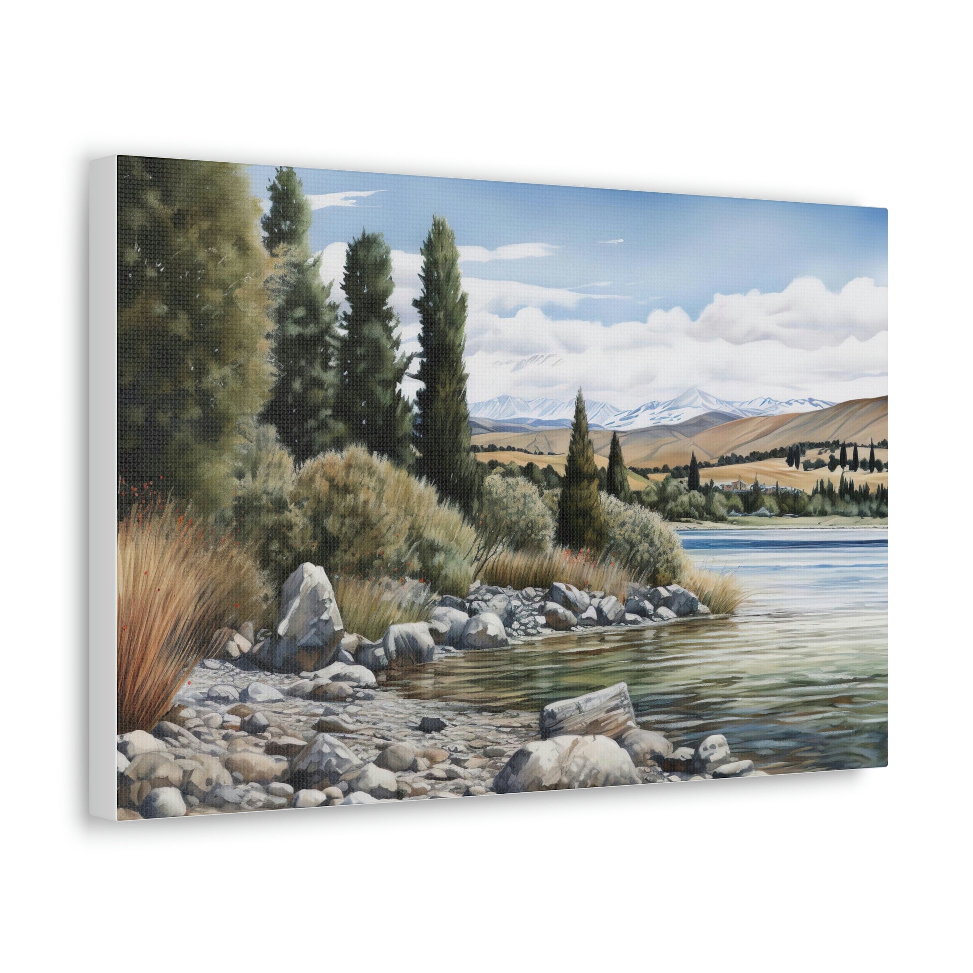 Gray Tekapo Tranquility: Serene Landscapes of New Zealand - Canvas Print