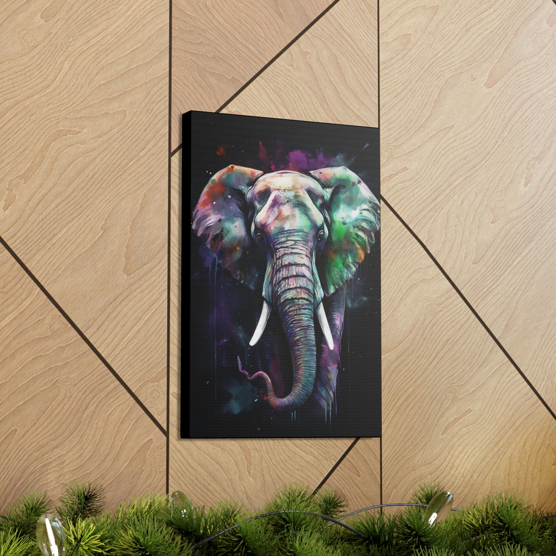 Tan Striking Elephant Canvas