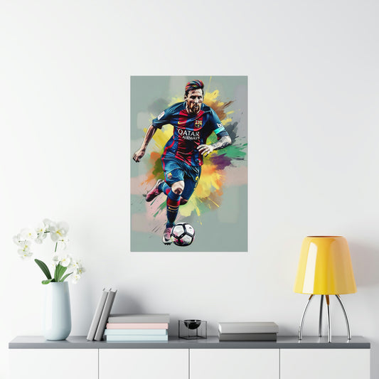 or sports enthusiast. High-quality printing and vivid colors capture Messi's skill and agility on the pitch. Ideal for indoor or outdoor display