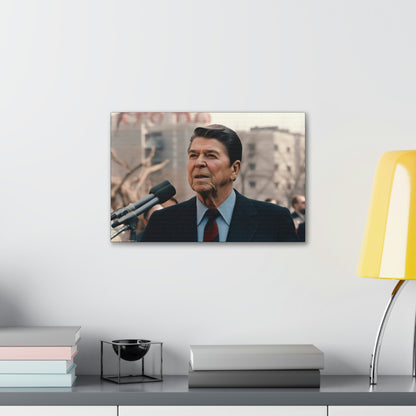 Light Gray Tear Down This Wall: Ronald Reagan Canvas Print of Historic Speech