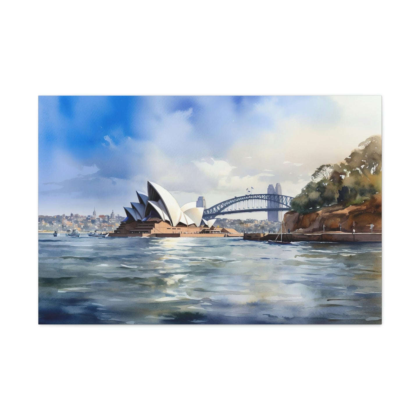 Gray Sydney's Radiance: Panoramic Cityscape and Harbor Delights - Canvas Print