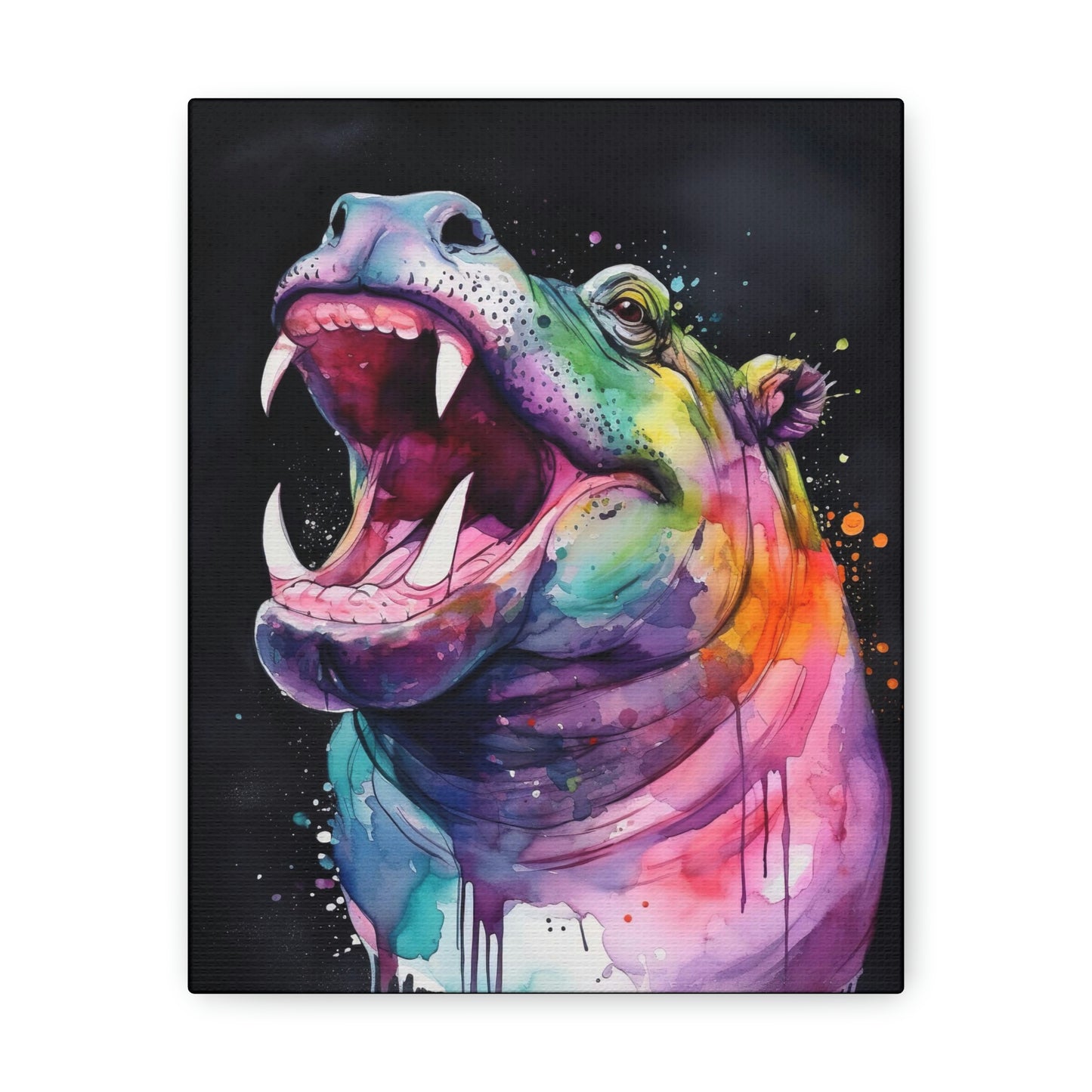 Thistle Happy Hippo Canvas