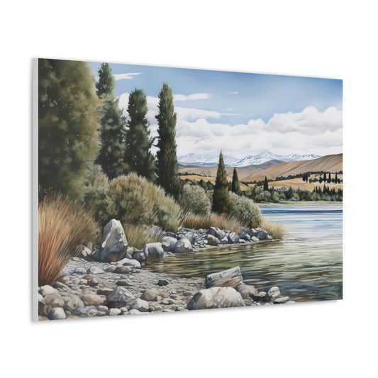 Dark Gray Tekapo Tranquility: Serene Landscapes of New Zealand - Canvas Print