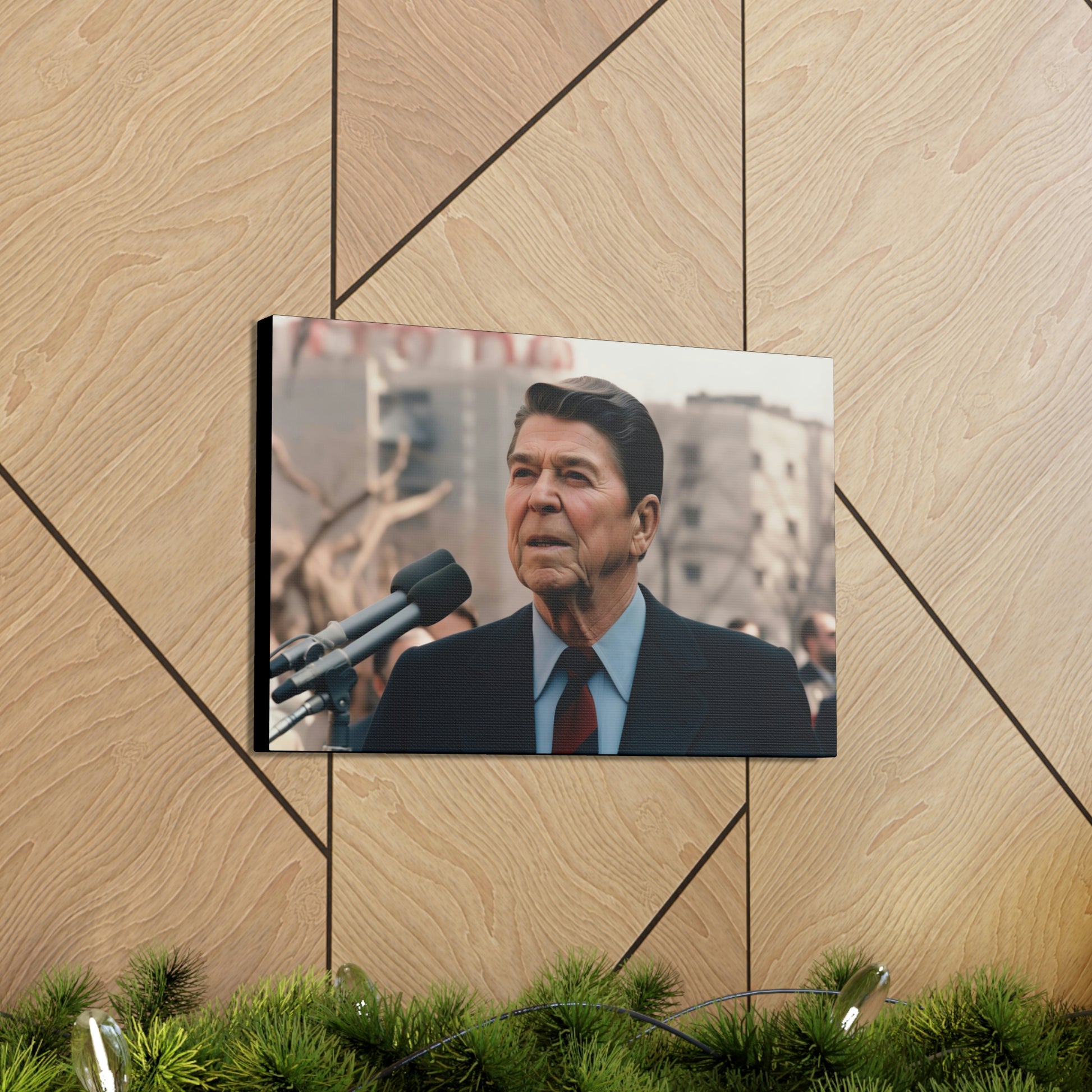 Tan Tear Down This Wall: Ronald Reagan Canvas Print of Historic Speech
