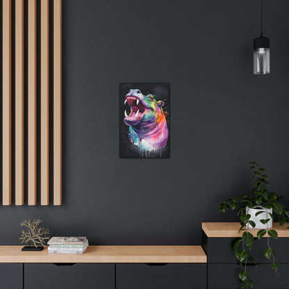 Dark Slate Gray Happy Hippo Canvas