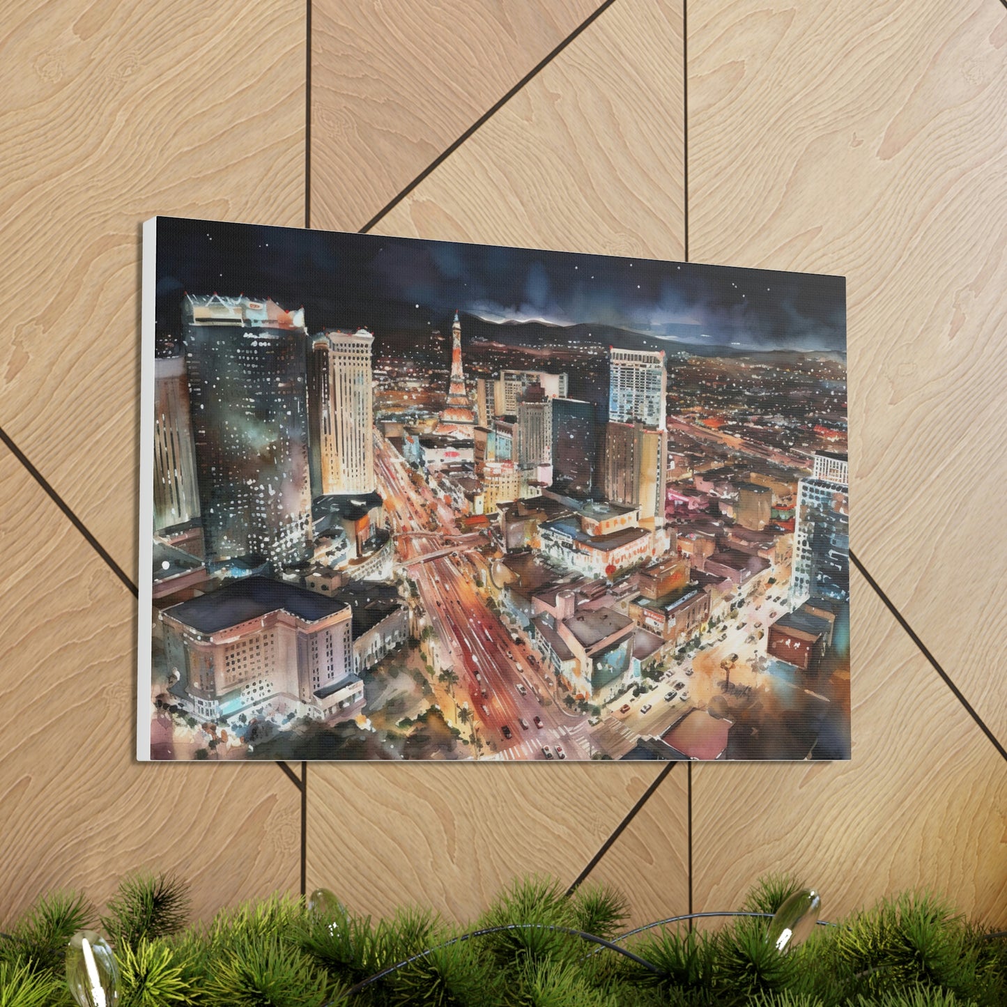 Rosy Brown Vegas Strip at Night: Sparkling Skylines and Nonstop Excitement - Canvas Print