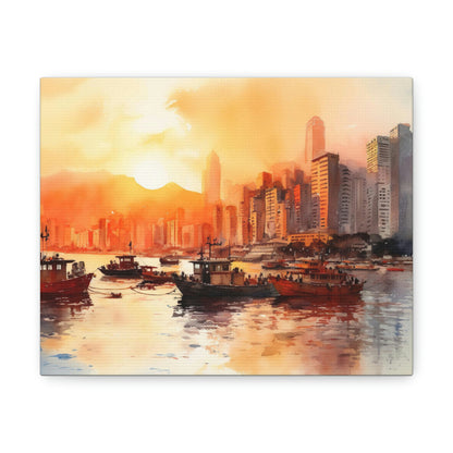 Tan Sunset Skyline Canvas