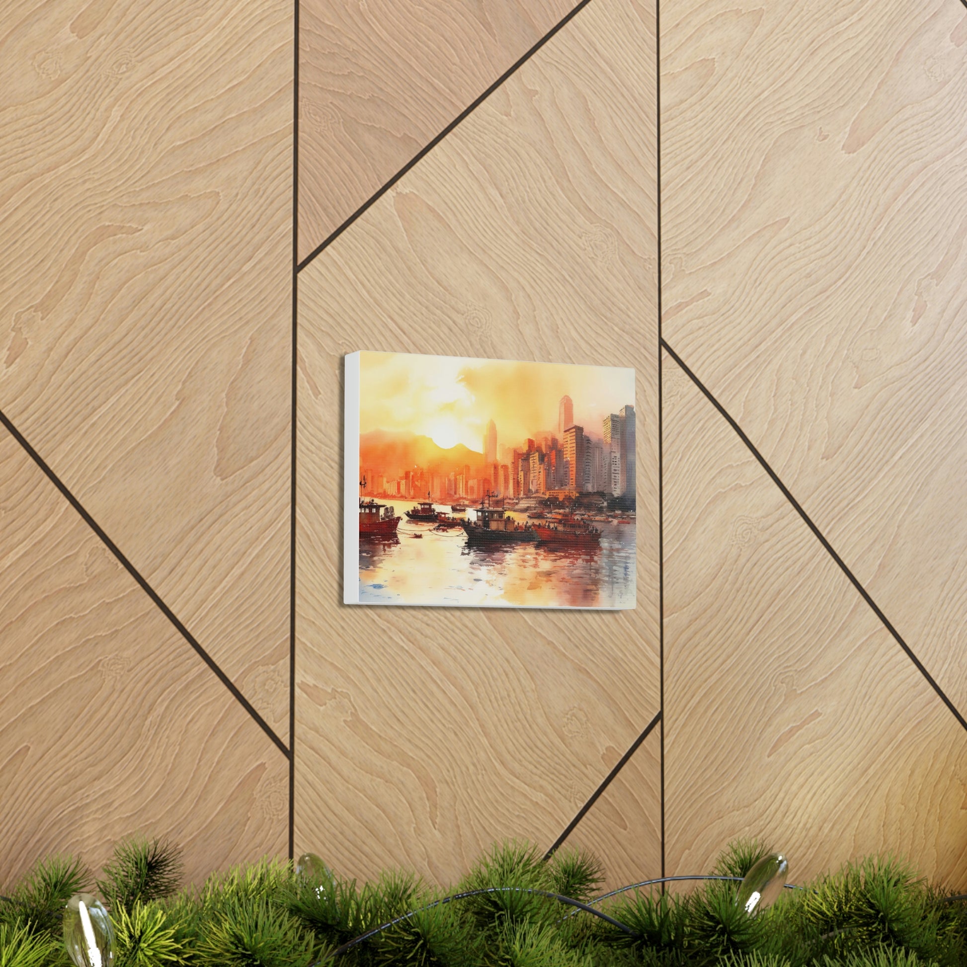 Tan Sunset Skyline Canvas