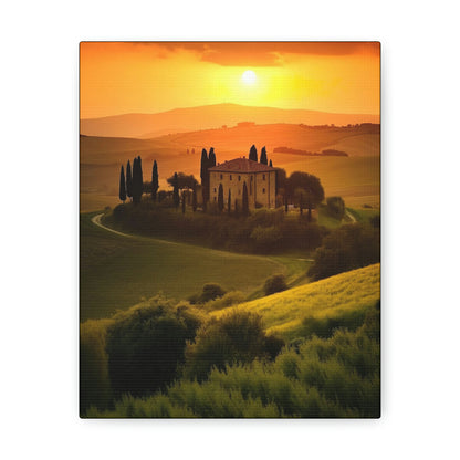 Sandy Brown Tuscan Sunset: Canvas Print for Landscape Lovers