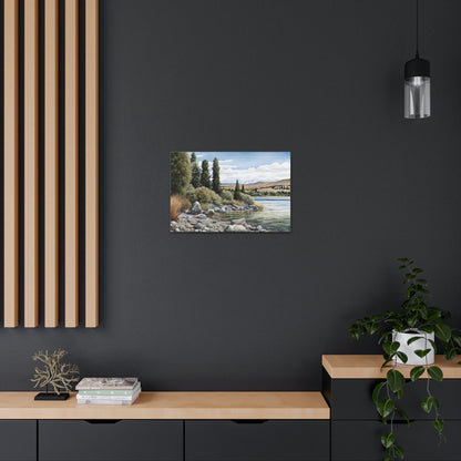 Dark Slate Gray Tekapo Tranquility: Serene Landscapes of New Zealand - Canvas Print