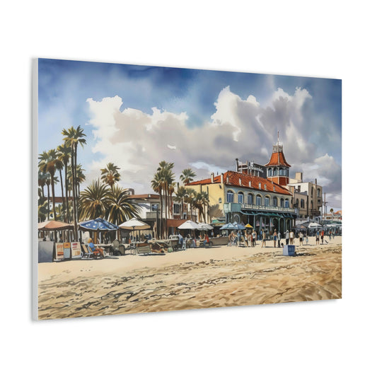 Gray Venice Vibes: Bohemian Beachfront and Colorful Sunsets - Canvas Print