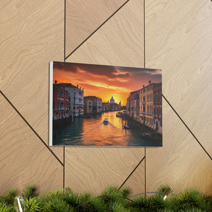 Tan Venice Sunset Serenade: Romantic Canals and Timeless Charm - Canvas Print