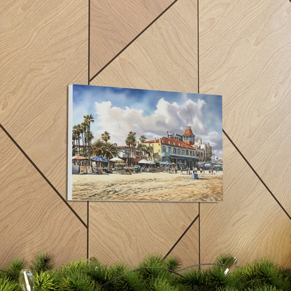 Tan Venice Vibes: Bohemian Beachfront and Colorful Sunsets - Canvas Print