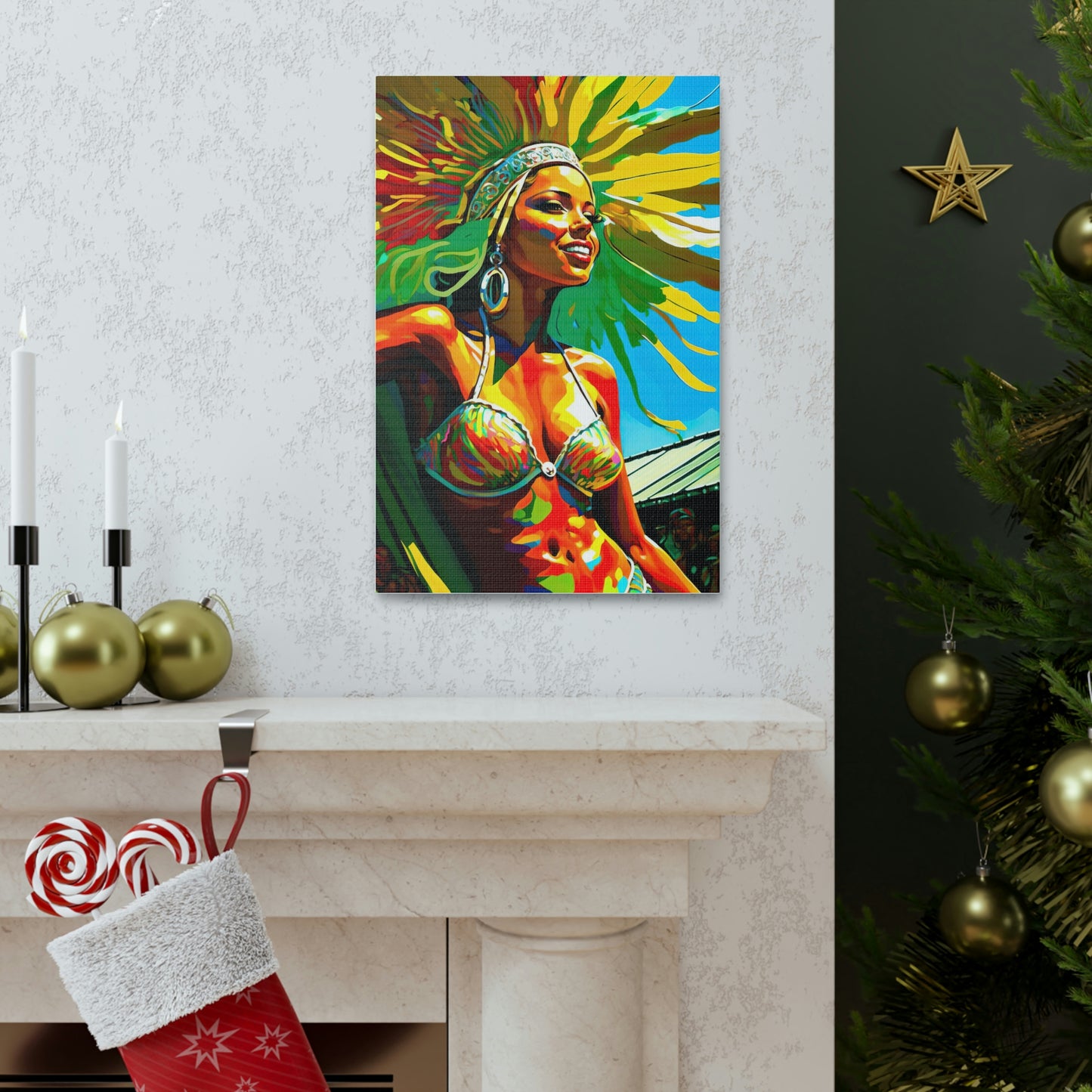 Gray Vibrant Celebration: Carnival in Rio Canvas Print