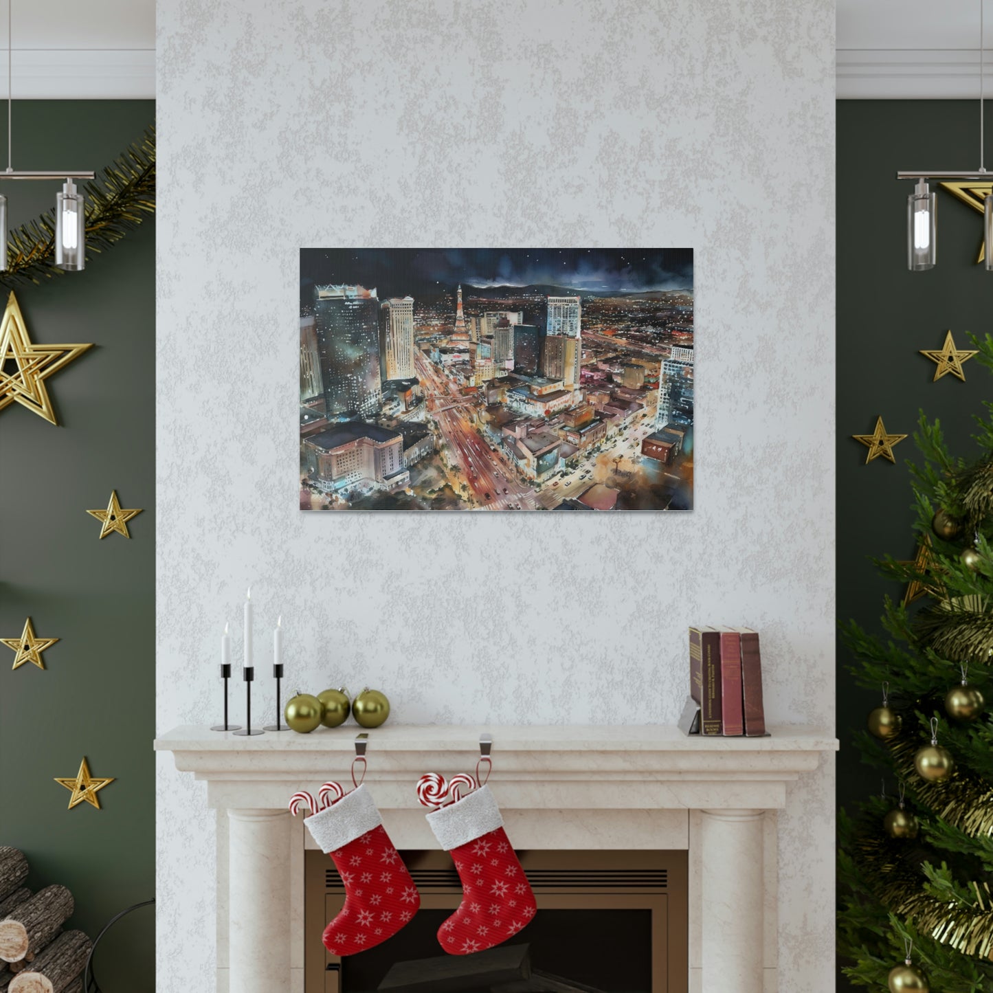 Gray Vegas Strip at Night: Sparkling Skylines and Nonstop Excitement - Canvas Print