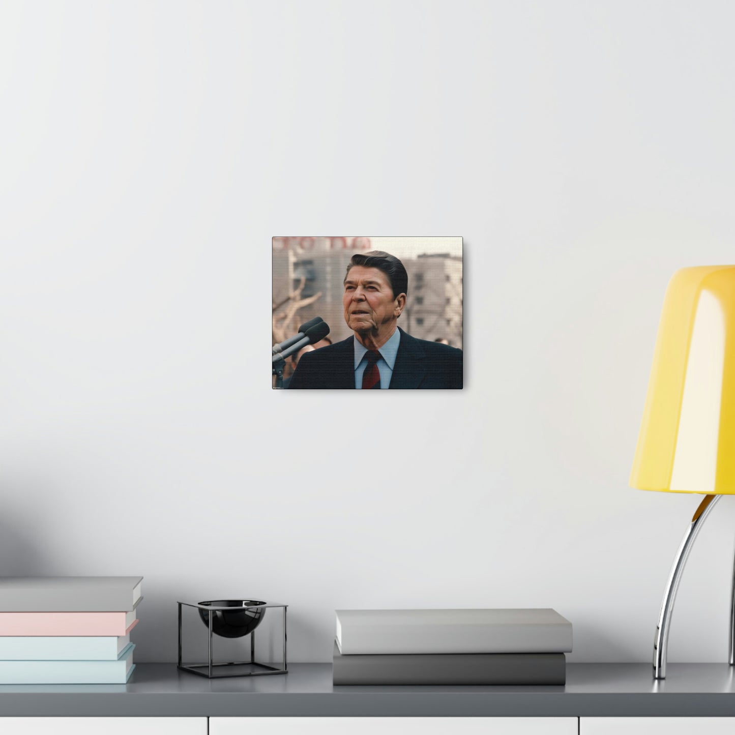 Light Gray Tear Down This Wall: Ronald Reagan Canvas Print of Historic Speech