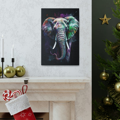 Black Striking Elephant Canvas