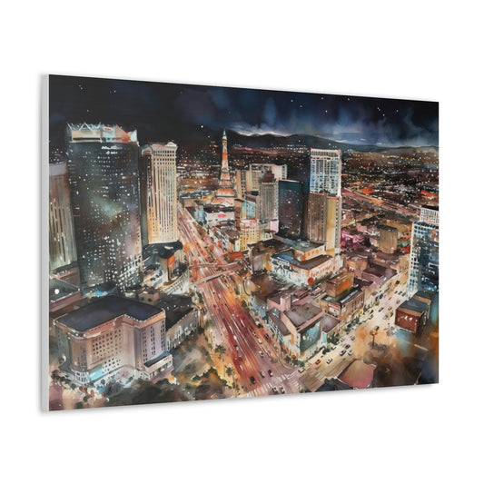 Dark Slate Gray Vegas Strip at Night: Sparkling Skylines and Nonstop Excitement - Canvas Print