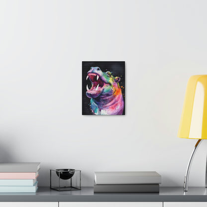 Light Gray Happy Hippo Canvas