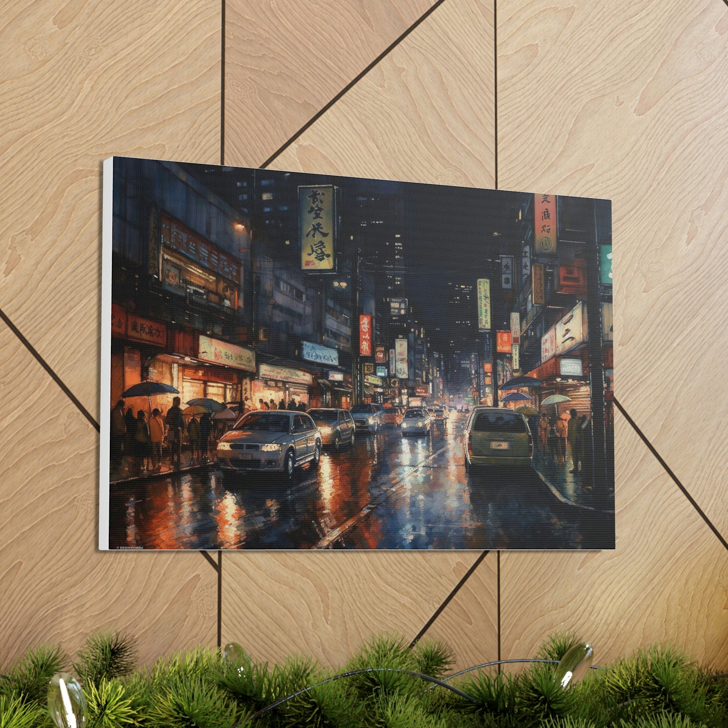 Rosy Brown Tokyo Twilight: Electric Nights and Vibrant Cityscapes - Canvas Print