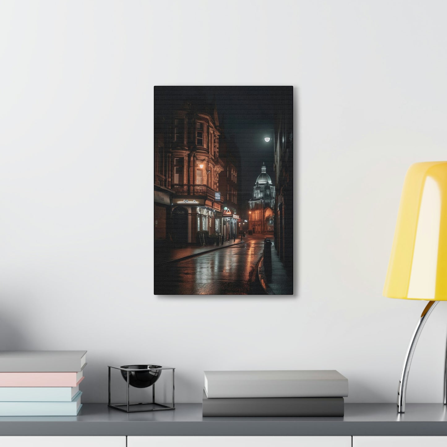 Dark Slate Gray Belfast Nightscape Canvas